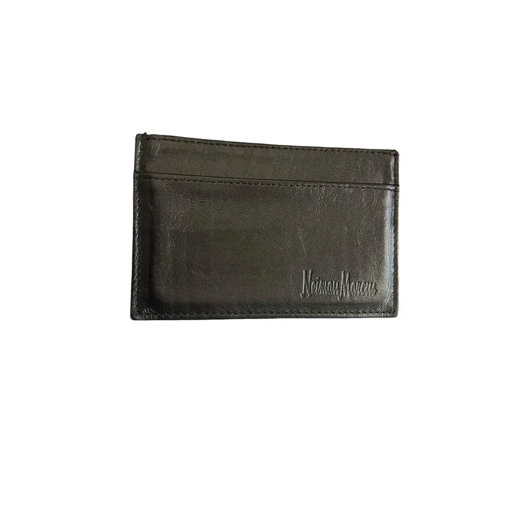 Neiman Marcus Slim Card Case Business Card Case, Wallet Black 4